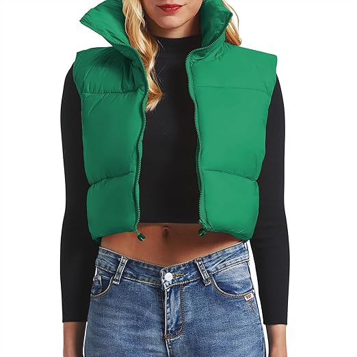 Cropped puffervest voor dames