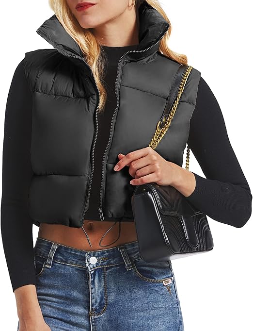 Cropped puffervest voor dames