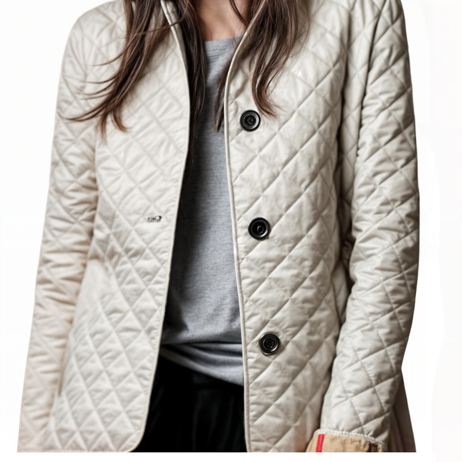 Gewatteerd damesjack met omgeslagen kraag