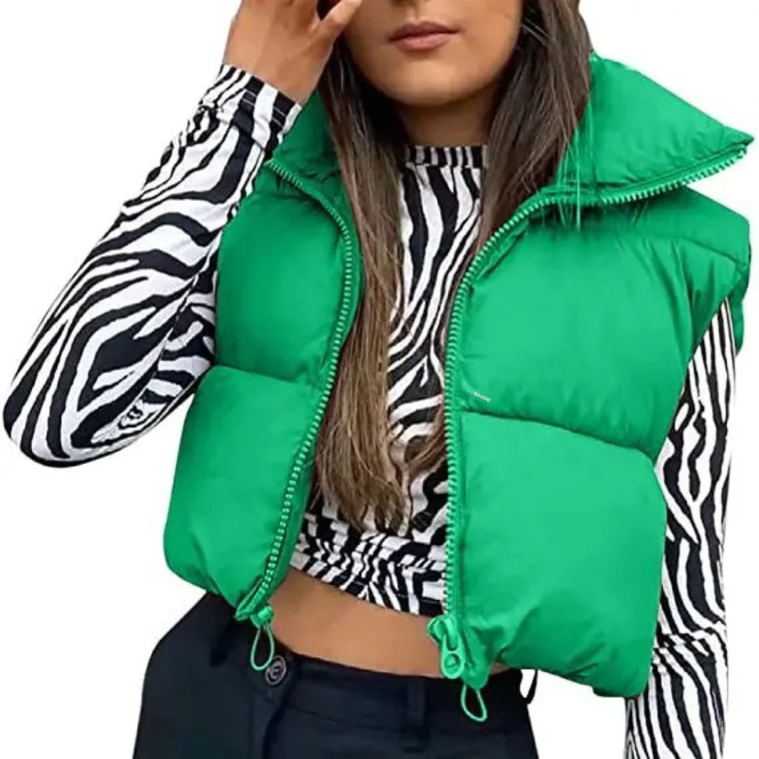 Cropped puffervest voor dames