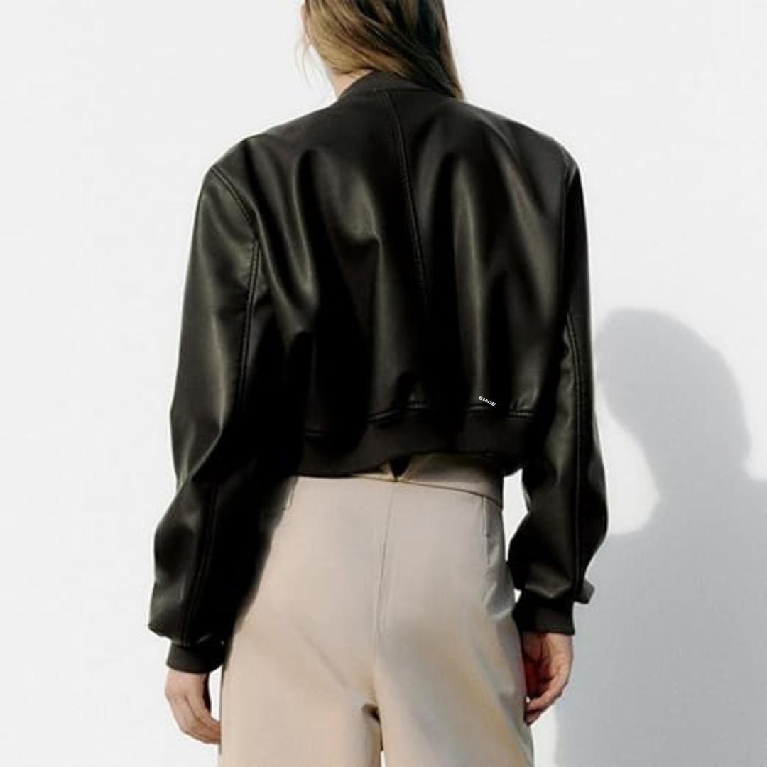 Dames motorjack met ritssluiting