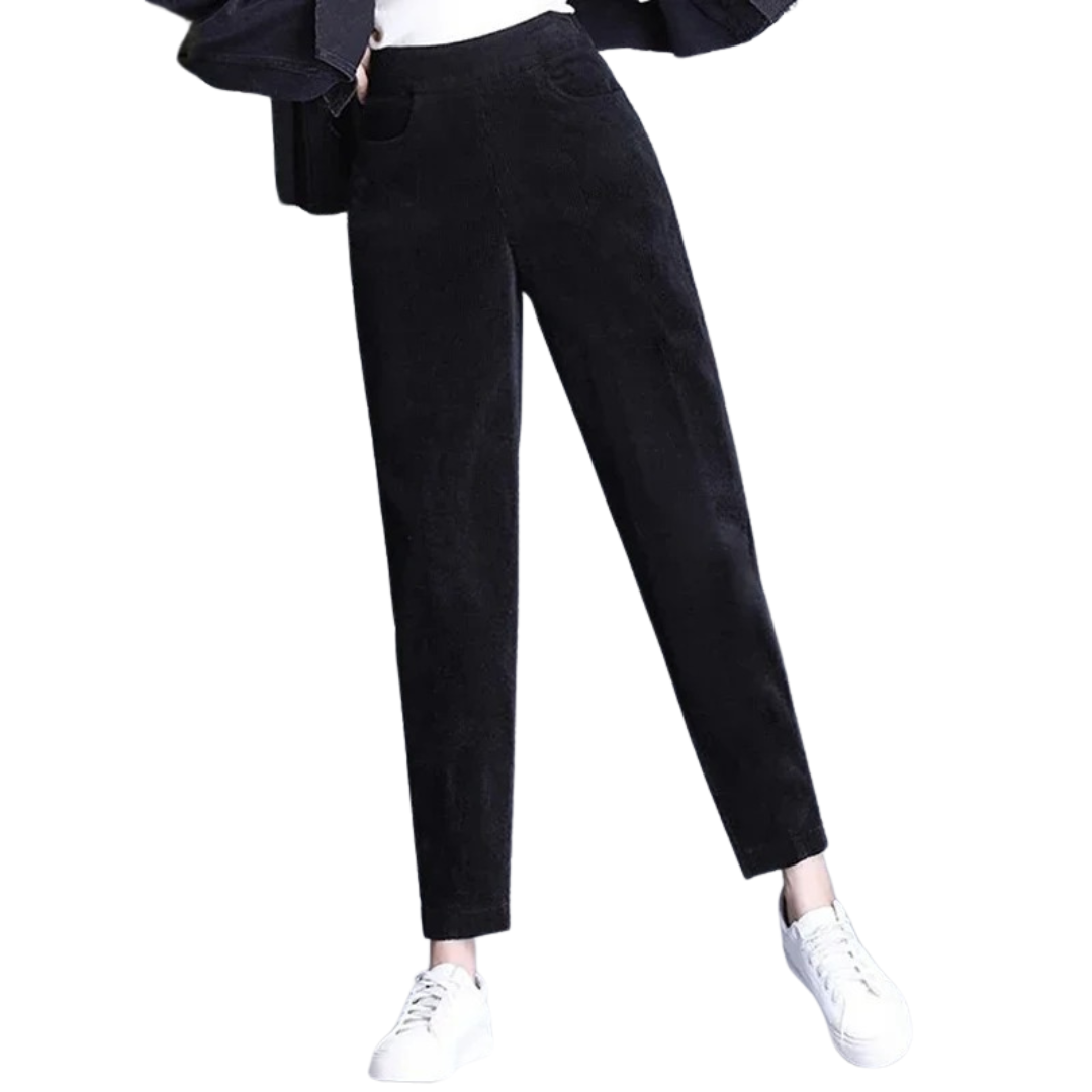 Corduroy warme damesbroek met fleece voering