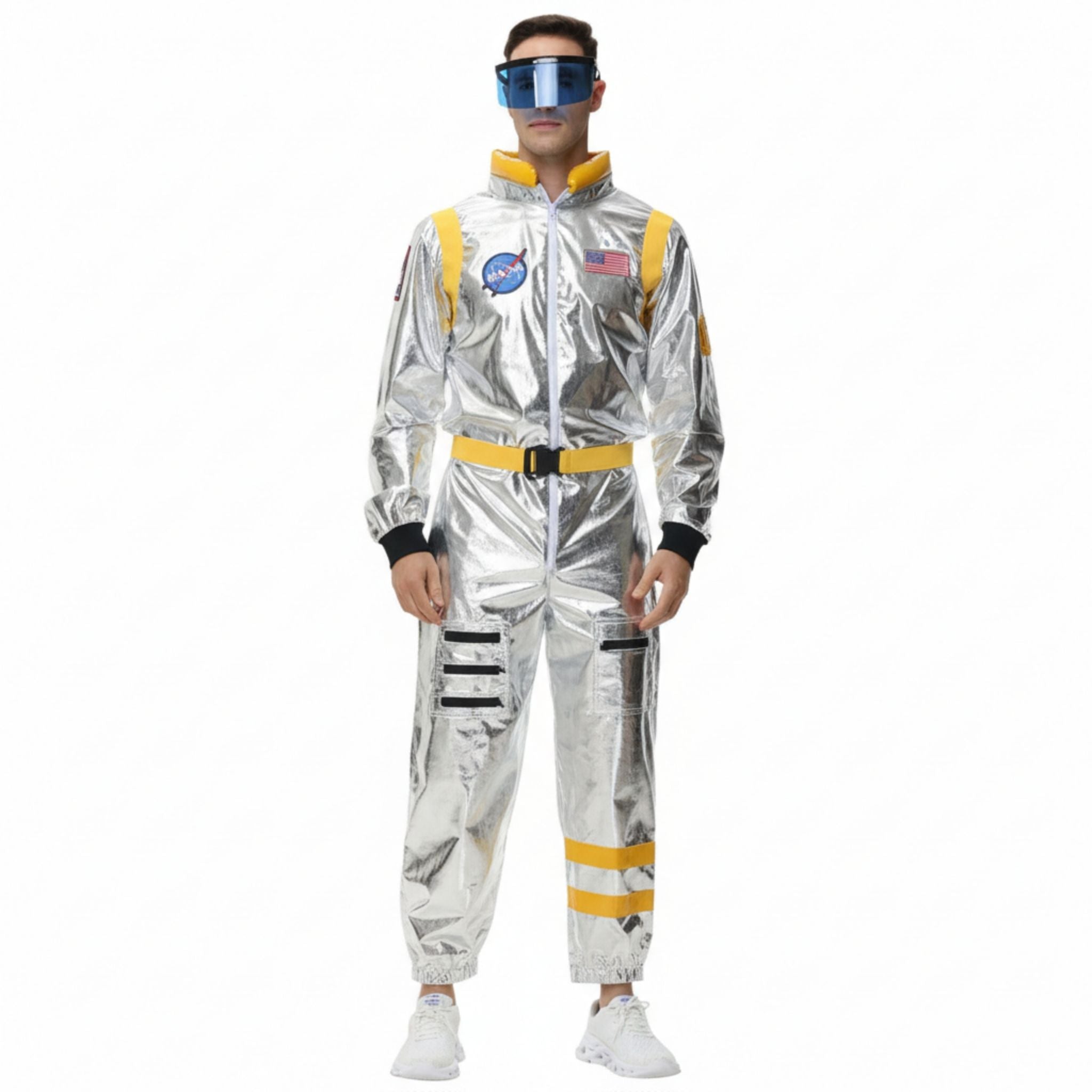 Astronaut Kostüm Damen - Astronaut Kostüm Kinder Damen Herren Silber Astronautenkostüm Overall Weltall Raumfahrer Anzug Spaceman Overall Outfit Weltraum Kostüm für Karneval FaschingskostüCosplay