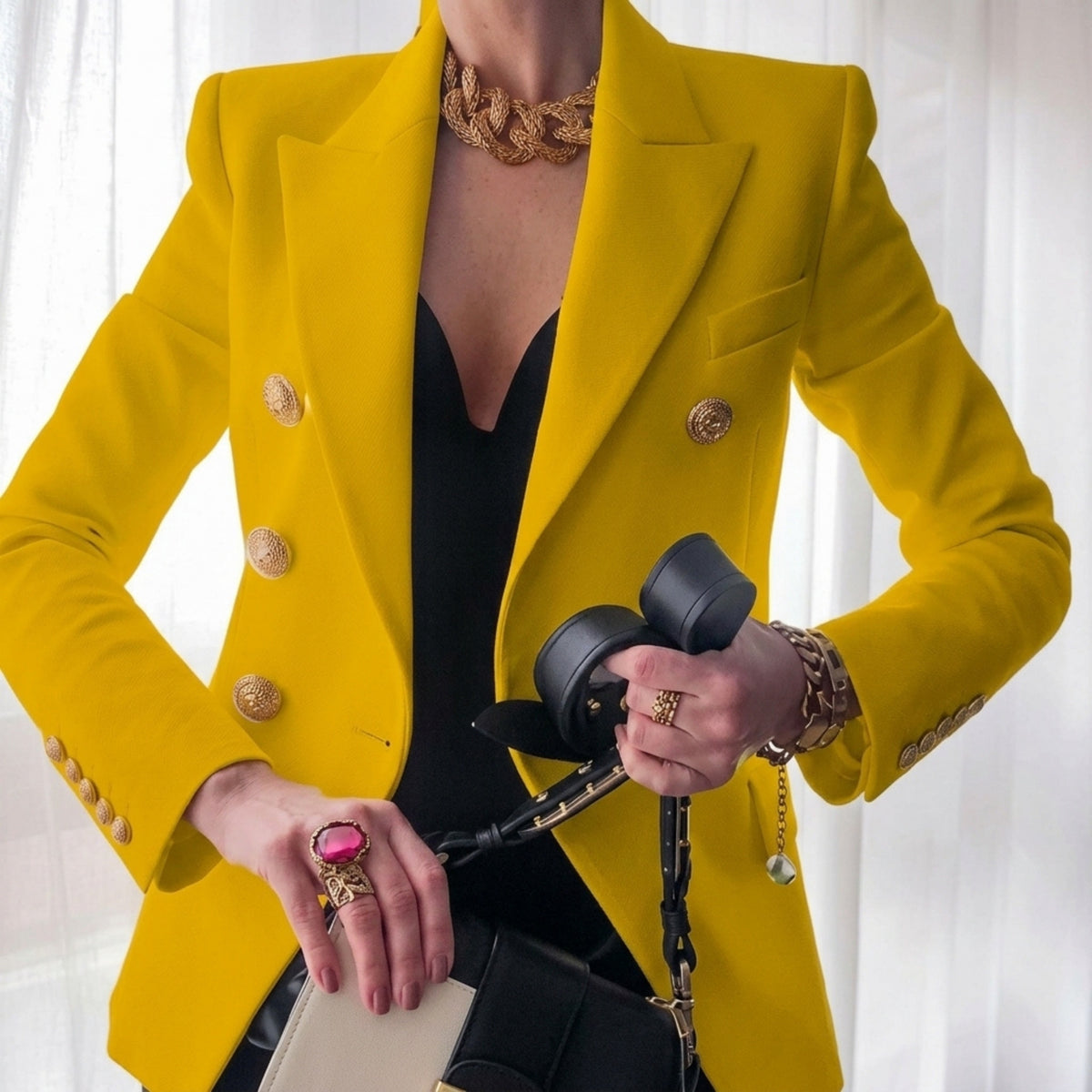 Blazer Dames Getailleerd Luxe Stof voor Professionele en Casual Gelegenheden