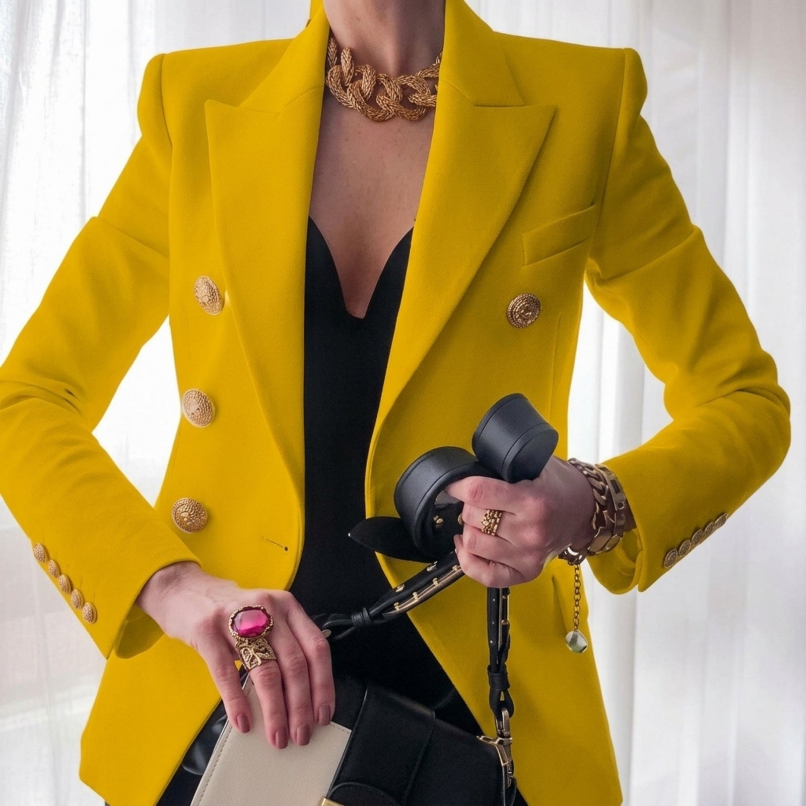 Blazer Dames Getailleerd Luxe Stof voor Professionele en Casual Gelegenheden