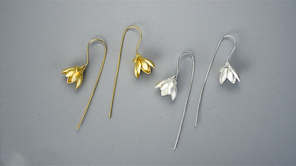 Magnolia Bloem Bengelen Oorbel