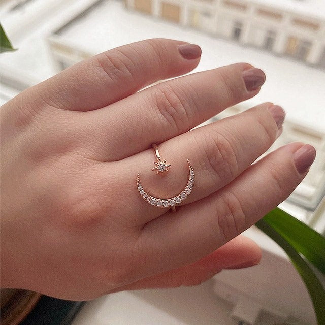 Halve maan ster ring