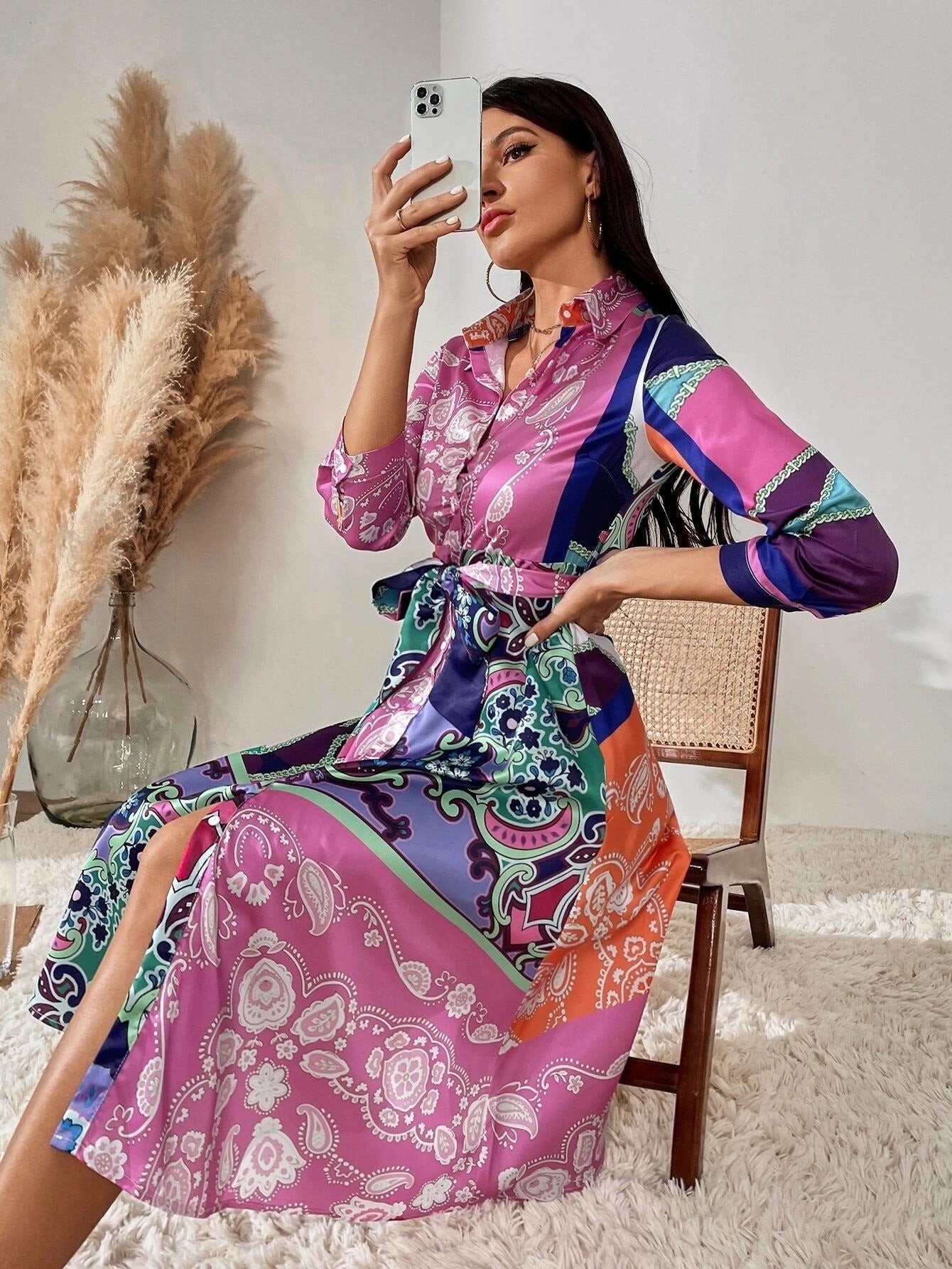 Jurk met overhemd in print