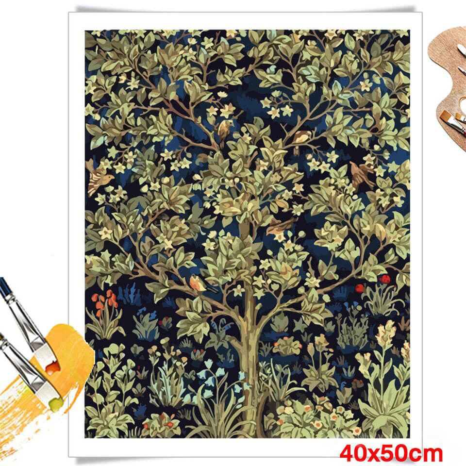 Groene boom verf op nummertjes kit