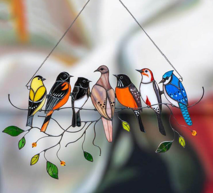 Gebrandschilderd glas vogel Suncatcher