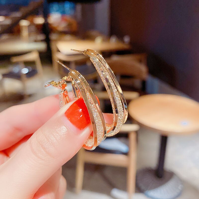 Ovale Glimmende Hoepel Oorbellen