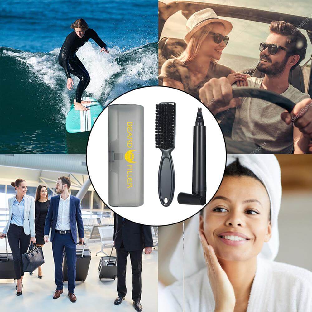 Baard opvul pen en borstel kit