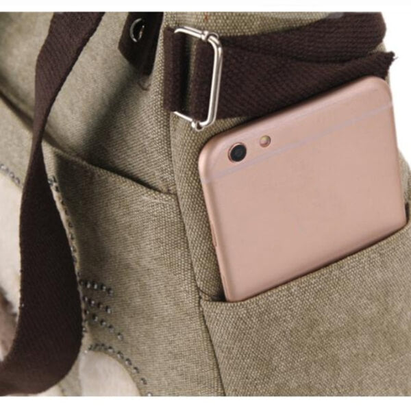 Kat Geborduurde Canvas Tas