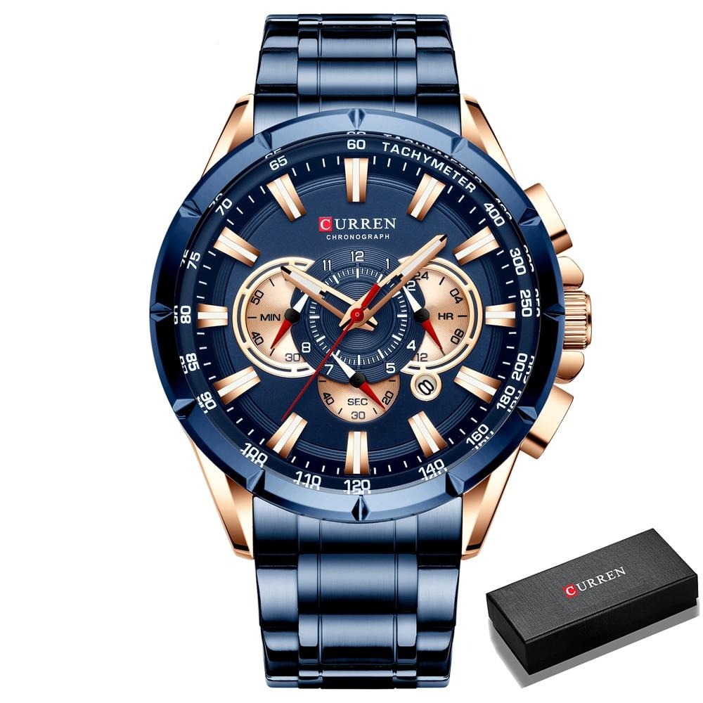 Curren 3 wijzerplaten Chronograaf Luxe Polshorloge