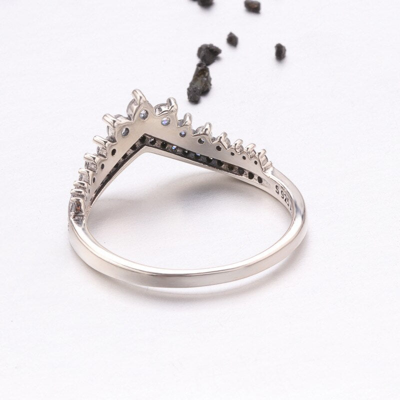 V vorm Sterling zilveren Ring