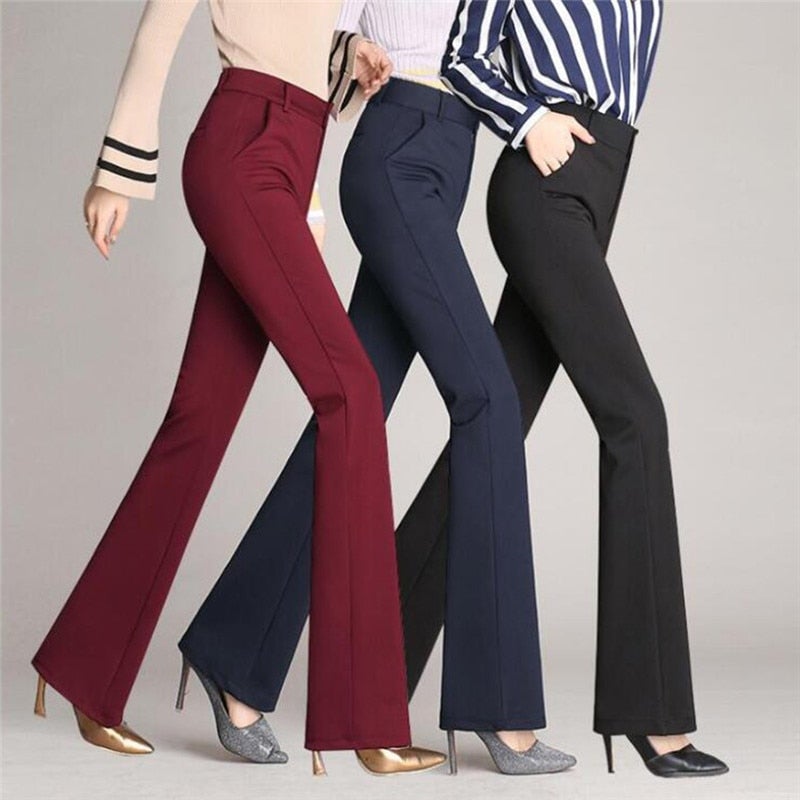 Slanke Uitlopende High Waist Broek