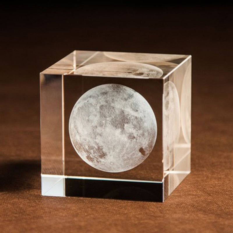 Kristallen Kubus 3D Maanlicht Lamp