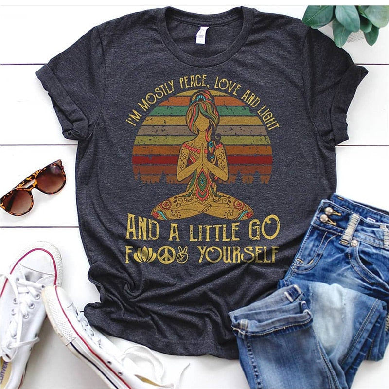 Dames T-Shirt – Casual Yoga Style met Grafisch Design
