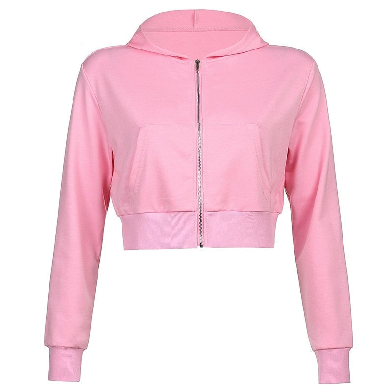 Extra Slanke Gekroesde Zip-Up Hoodie