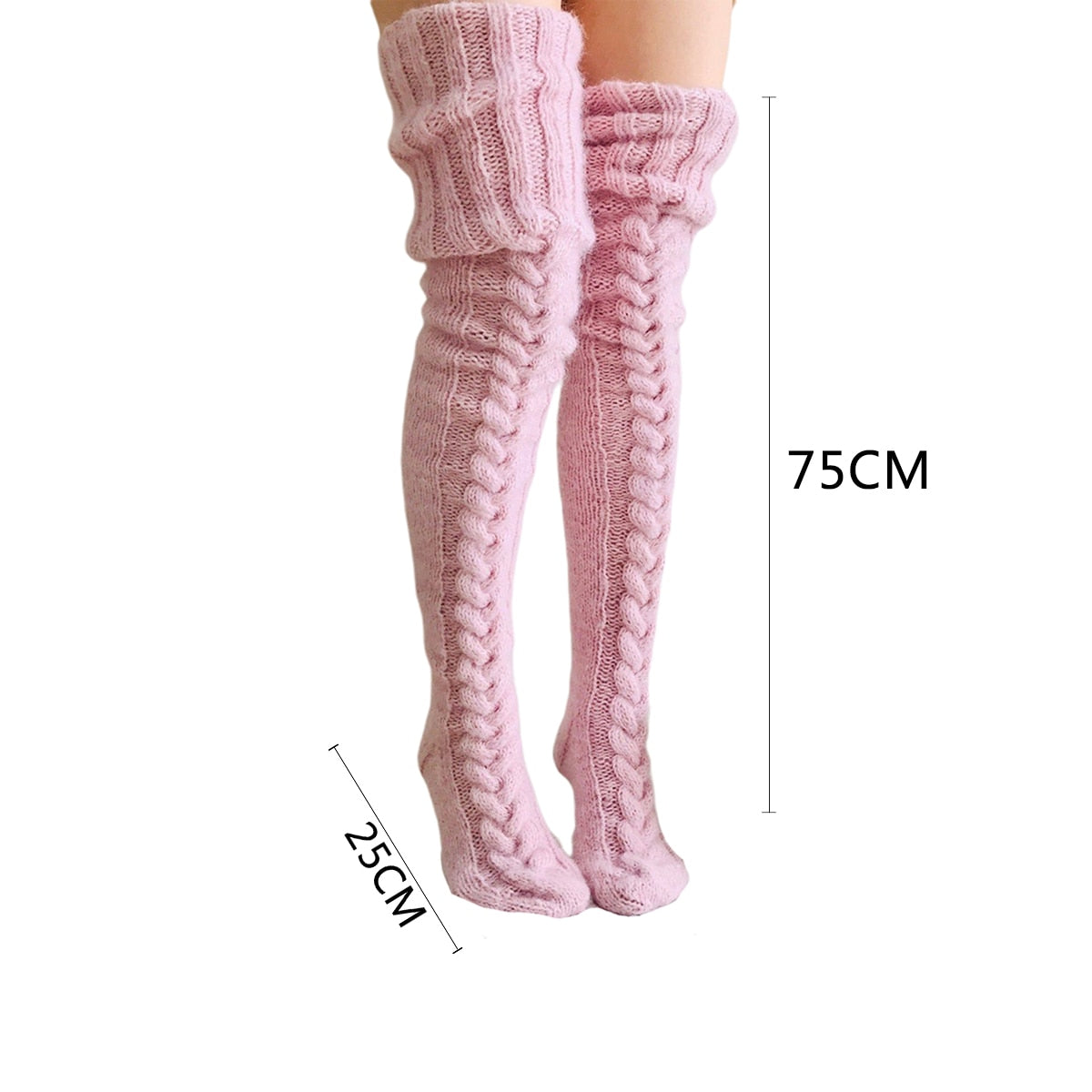 Over de knie gebreide sokken