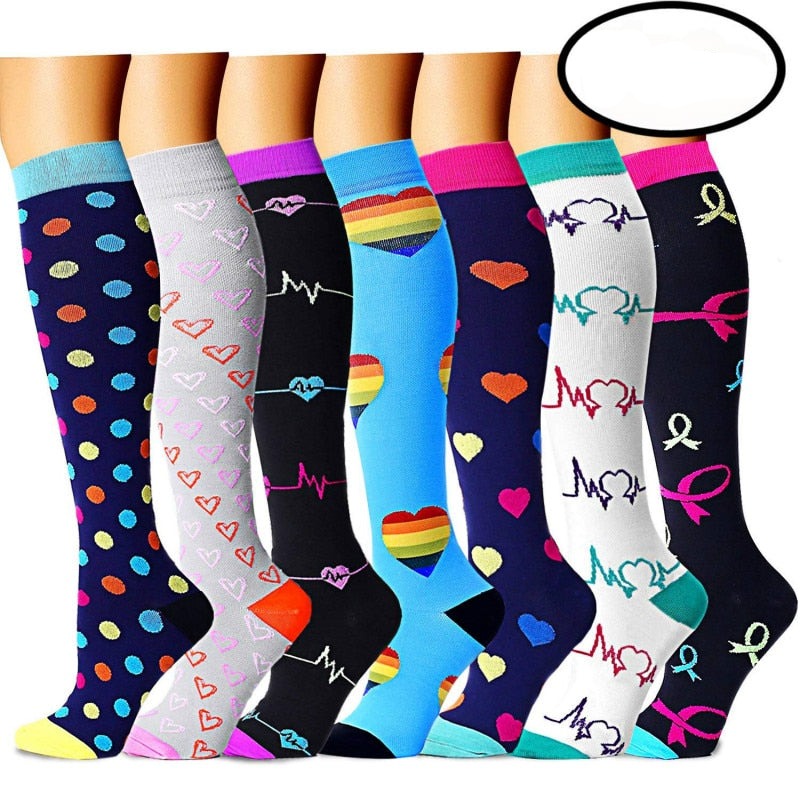 Kleurrijke Gedessineerde Compressiesokken (7 paren)