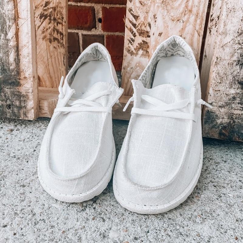 Dames Canvas Lace-Up Loafers