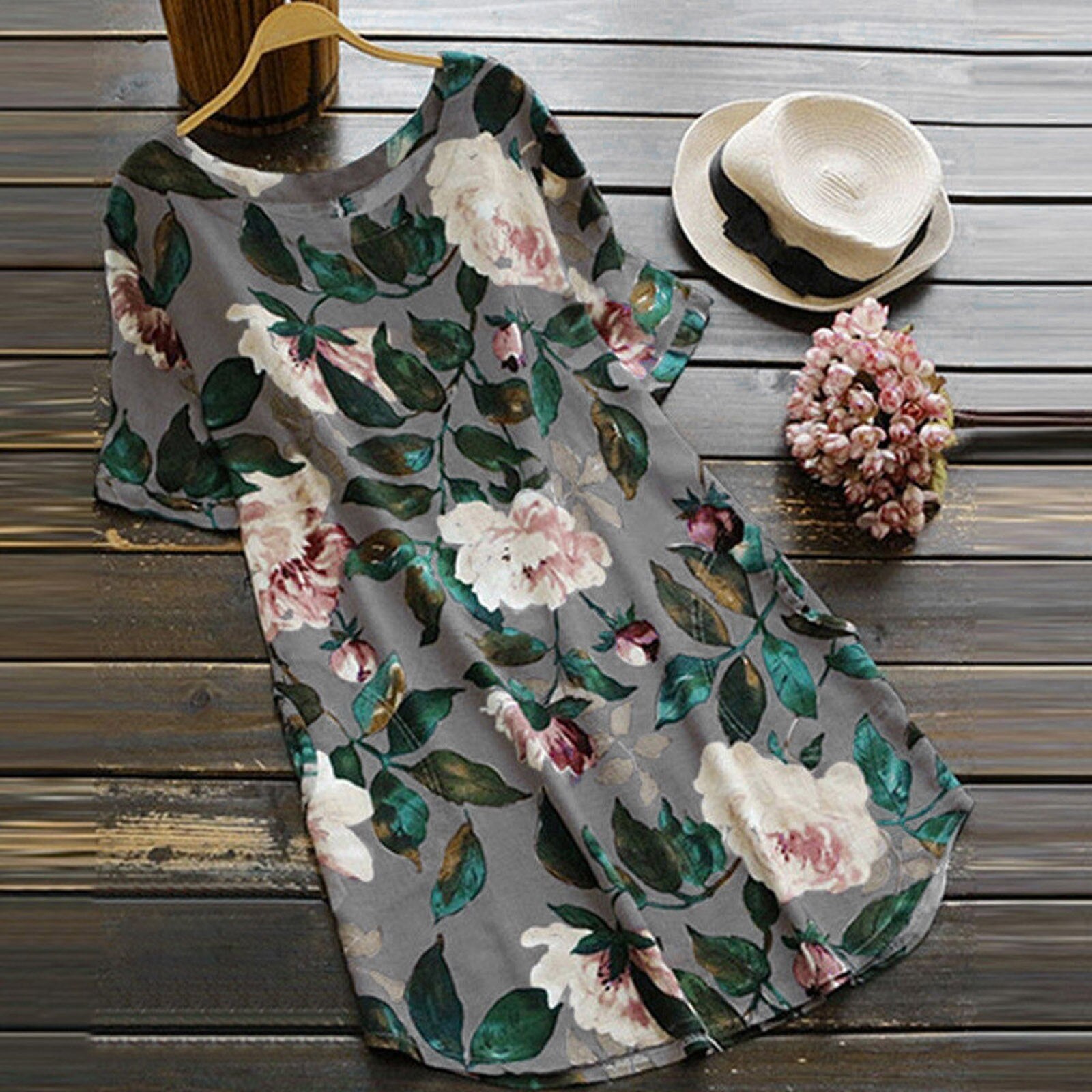 Bloemen Geprinte Korte Mouw Jurk