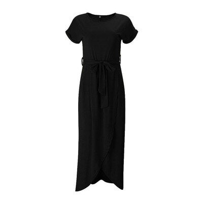 Korte Mouw Ronde Hals Maxi Jurk