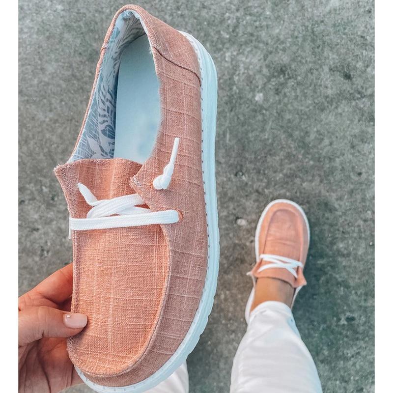 Dames Canvas Lace-Up Loafers