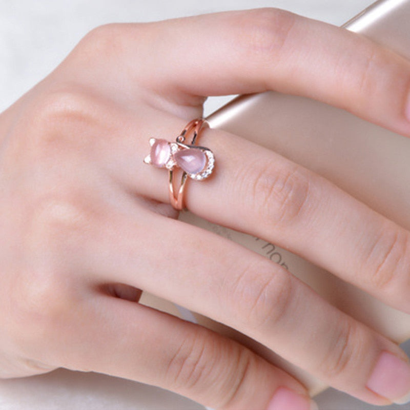 Opaal Kat Ring