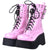 Roze Gothic Lace Up Platform Laarzen