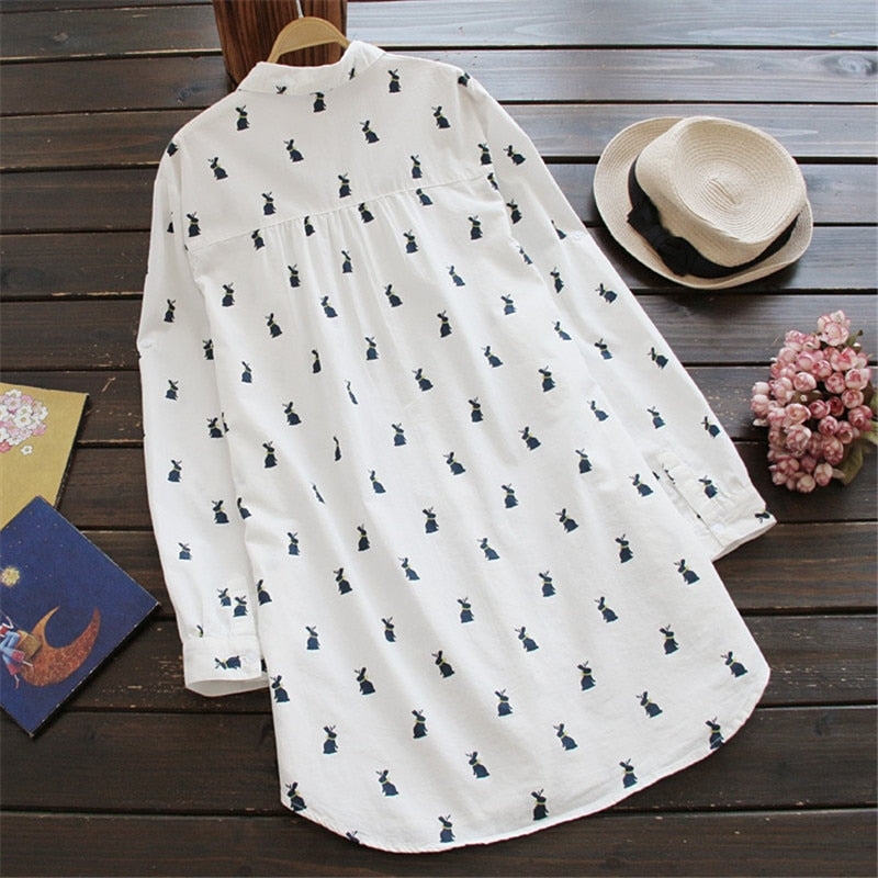 Bunny - De konijn-print overhemdjurk