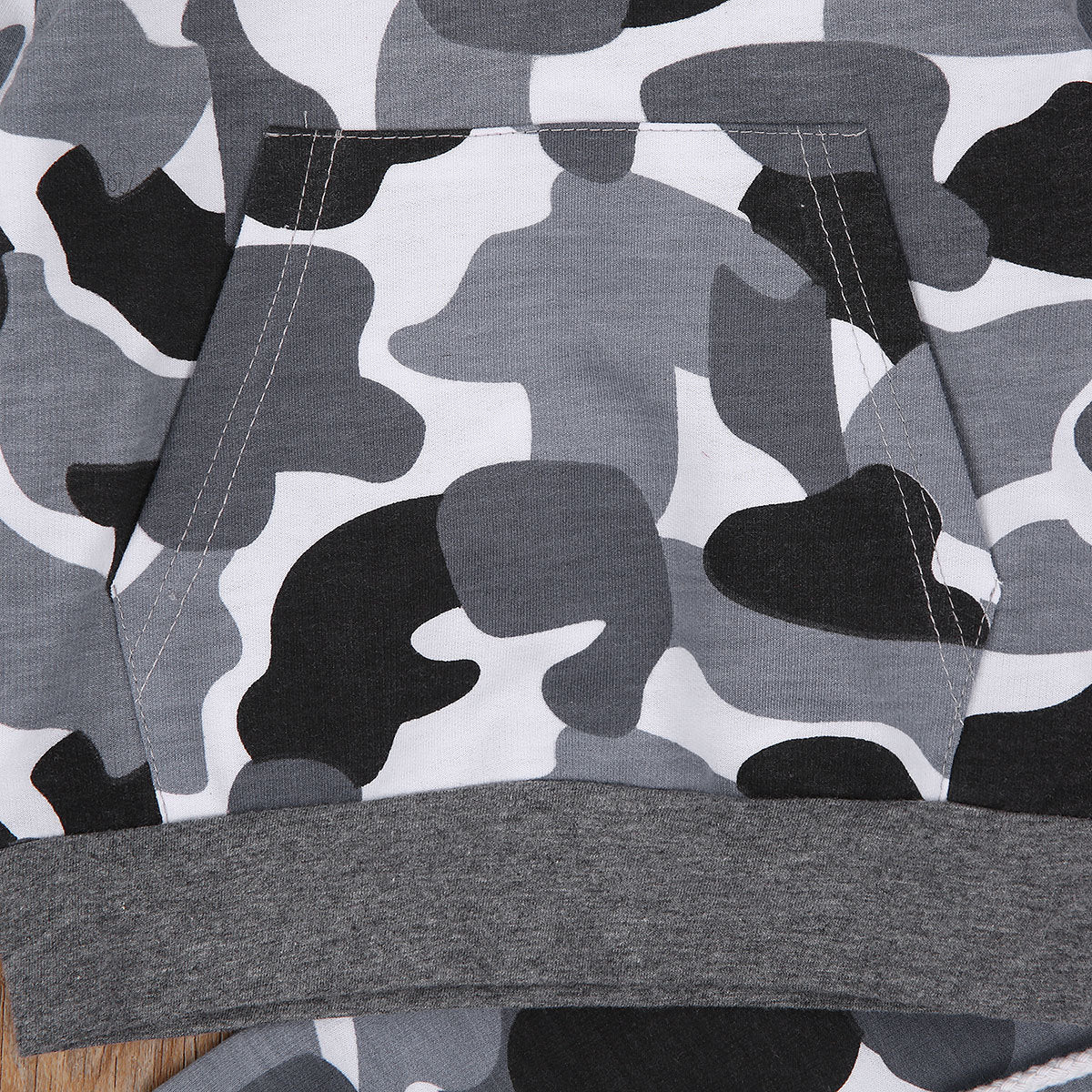 Grijs Camouflage Hoodie en Broeken Set