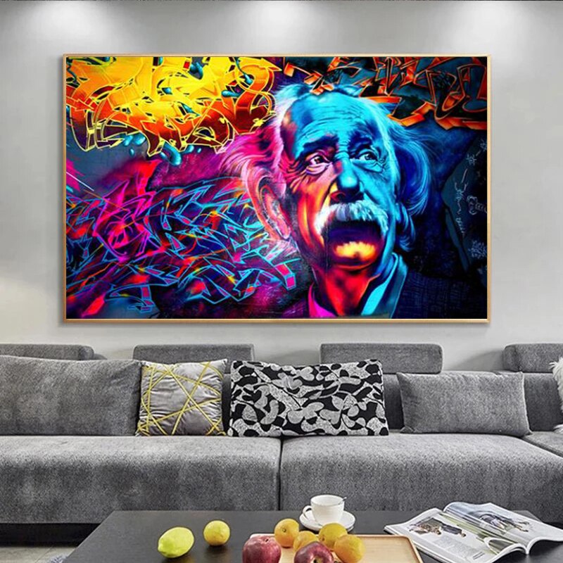 Einstein Graffiti Canvass Muurkunst