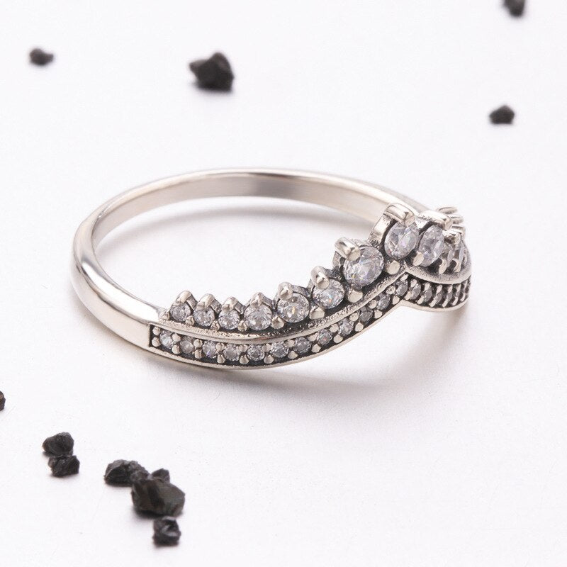 V vorm Sterling zilveren Ring