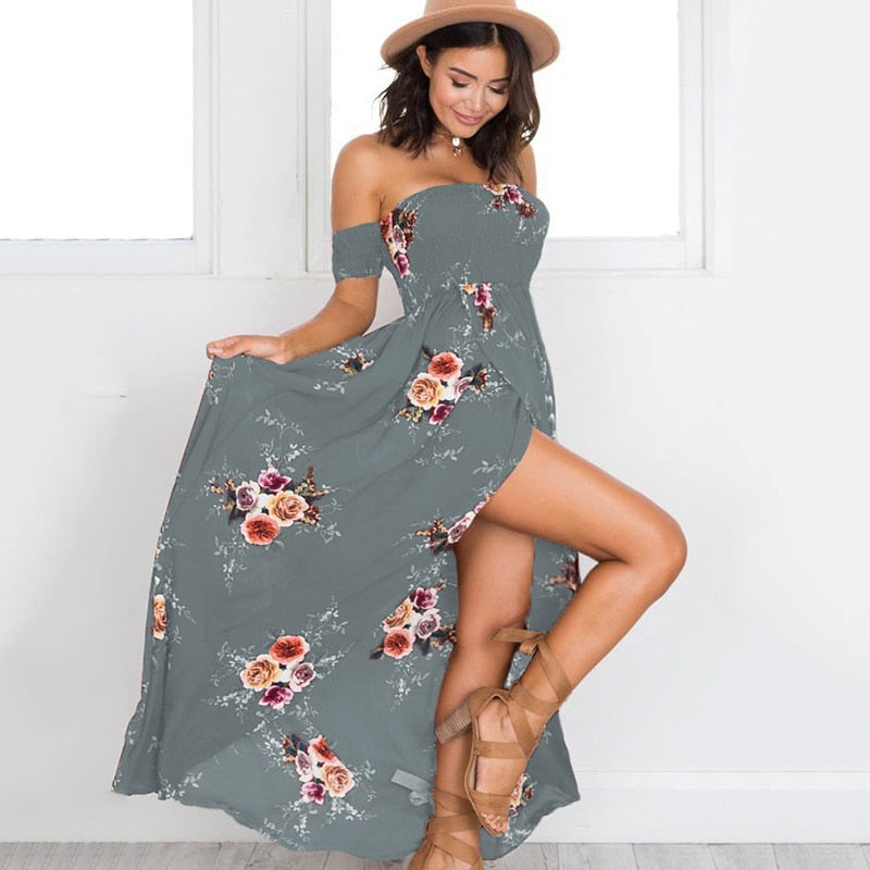 Bloemenprint Off-The-Shoulder Wrap Maxi Dress