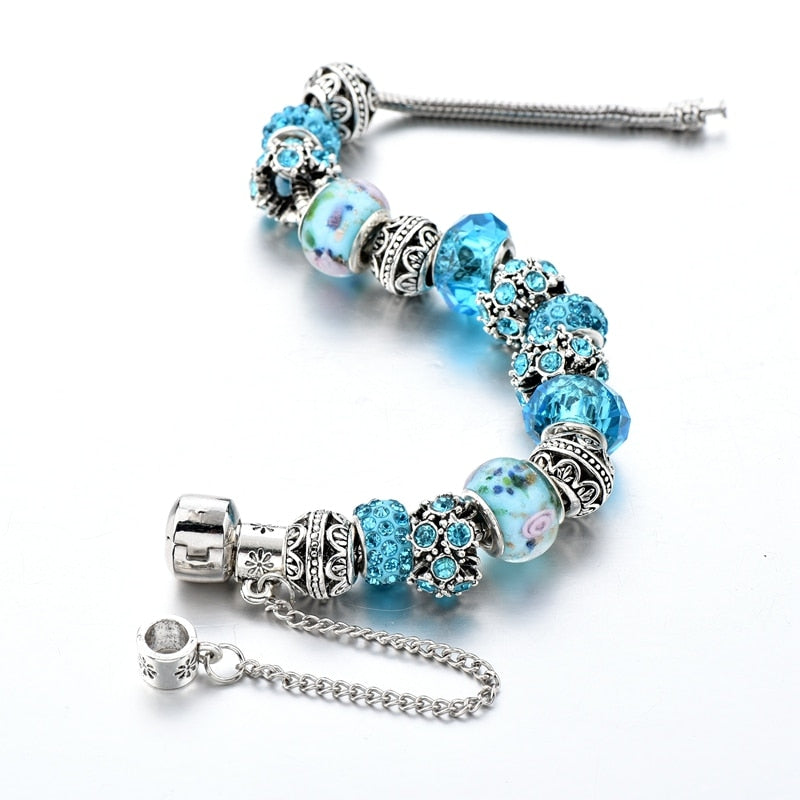 Blauwe Kristal Bedel Armband