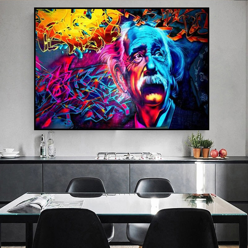 Einstein Graffiti Canvass Muurkunst