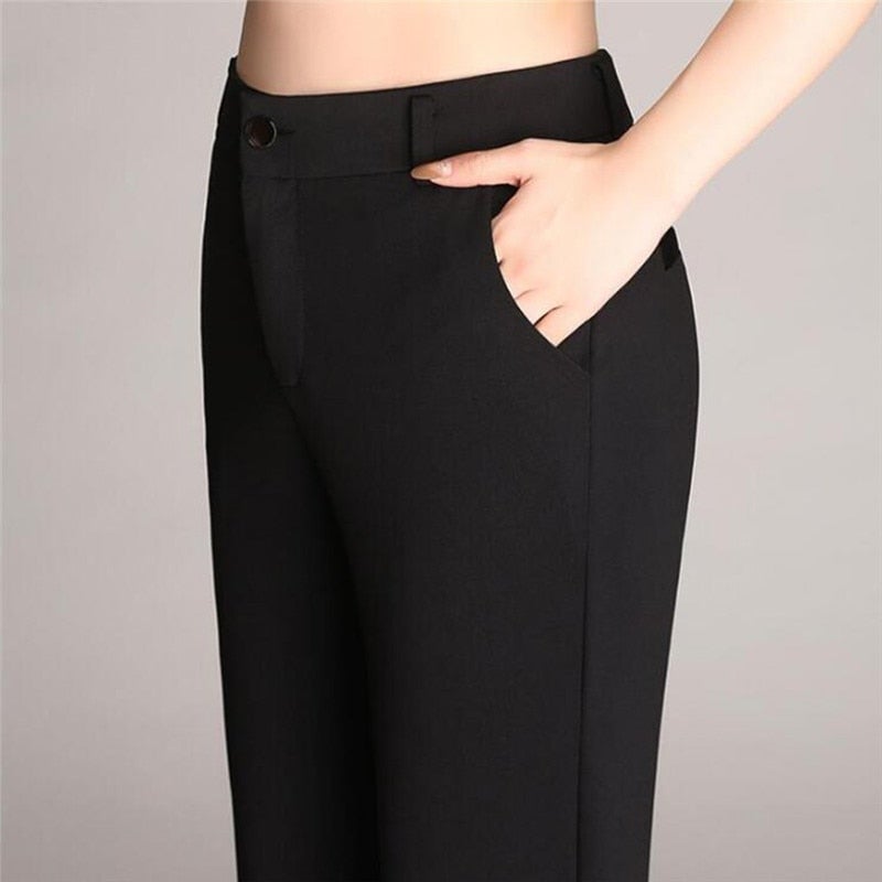 Slanke Uitlopende High Waist Broek