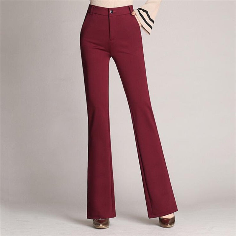 Slanke Uitlopende High Waist Broek
