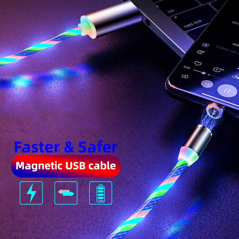 iGlow Gloeiende LED Magnetische 3 in 1 USB Oplaadkabel