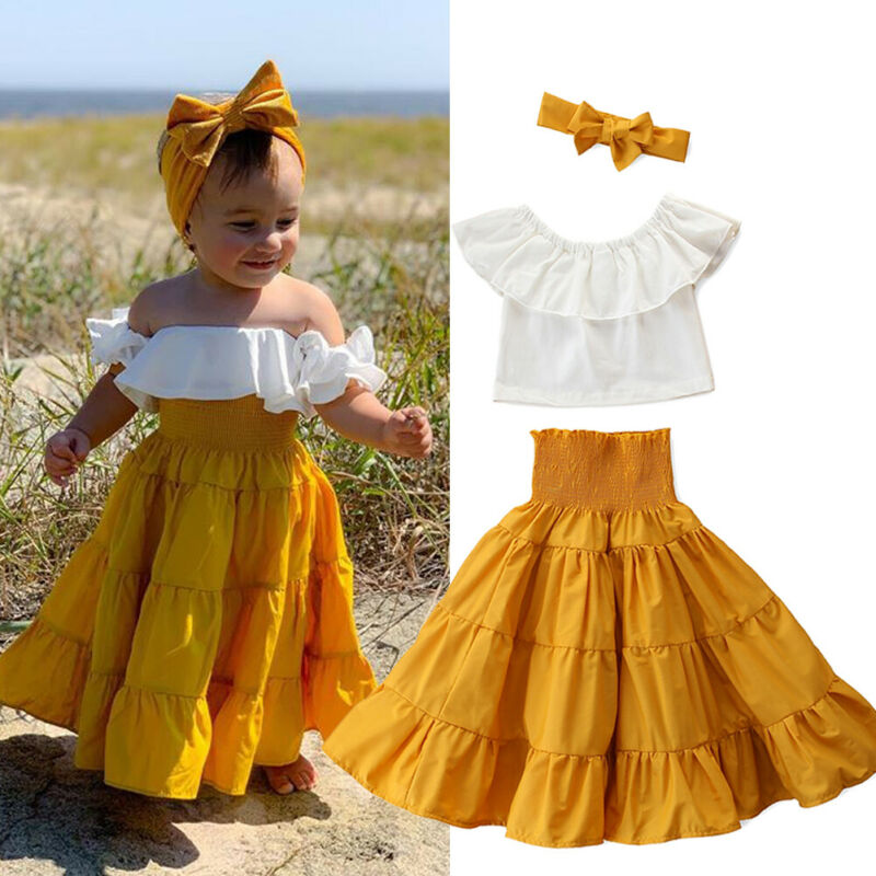 Off Shoulder Crop Top &amp; Ruffle Rok Set