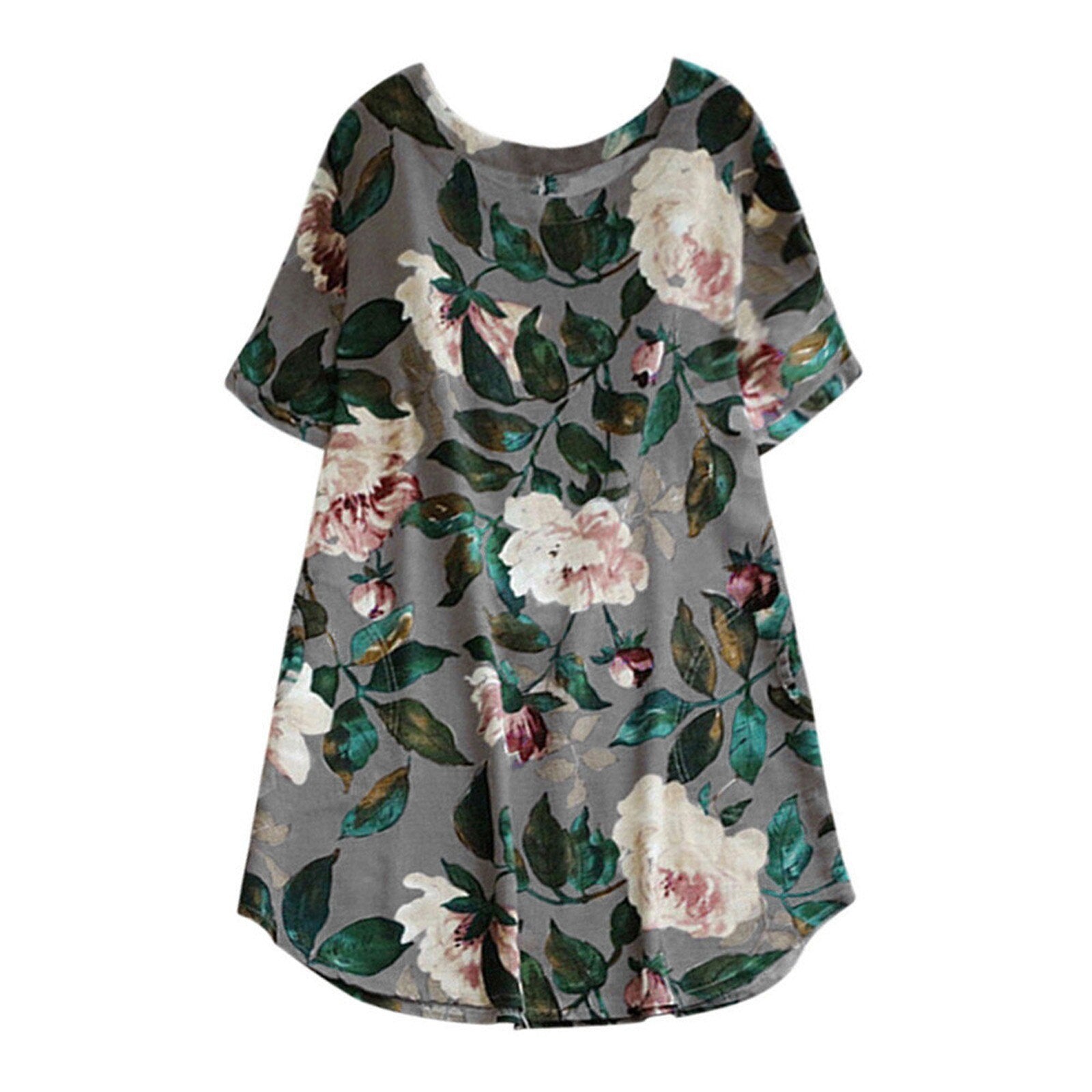 Bloemen Geprinte Korte Mouw Jurk