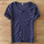 Mannen V-hals Linnen Katoenen Shirt