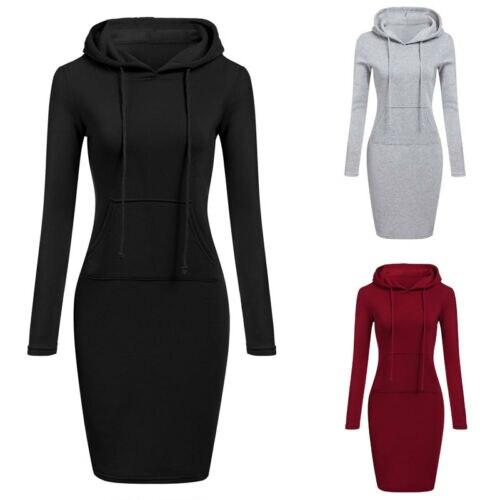 Slanke Pullover Hoodie Jurk