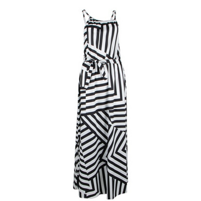 Dames Boho Maxi Jurk Met Gestreept Design