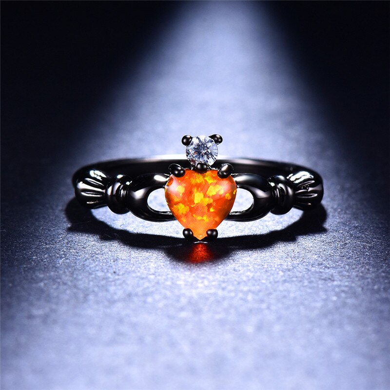 Fire Opaal Hart Ring