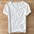 Mannen V-hals Linnen Katoenen Shirt