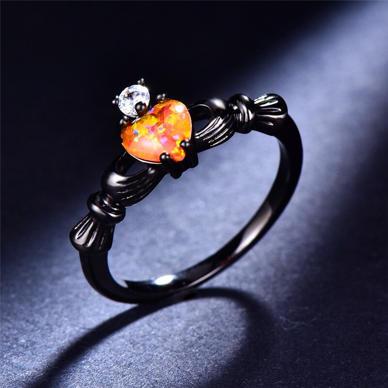 Fire Opaal Hart Ring
