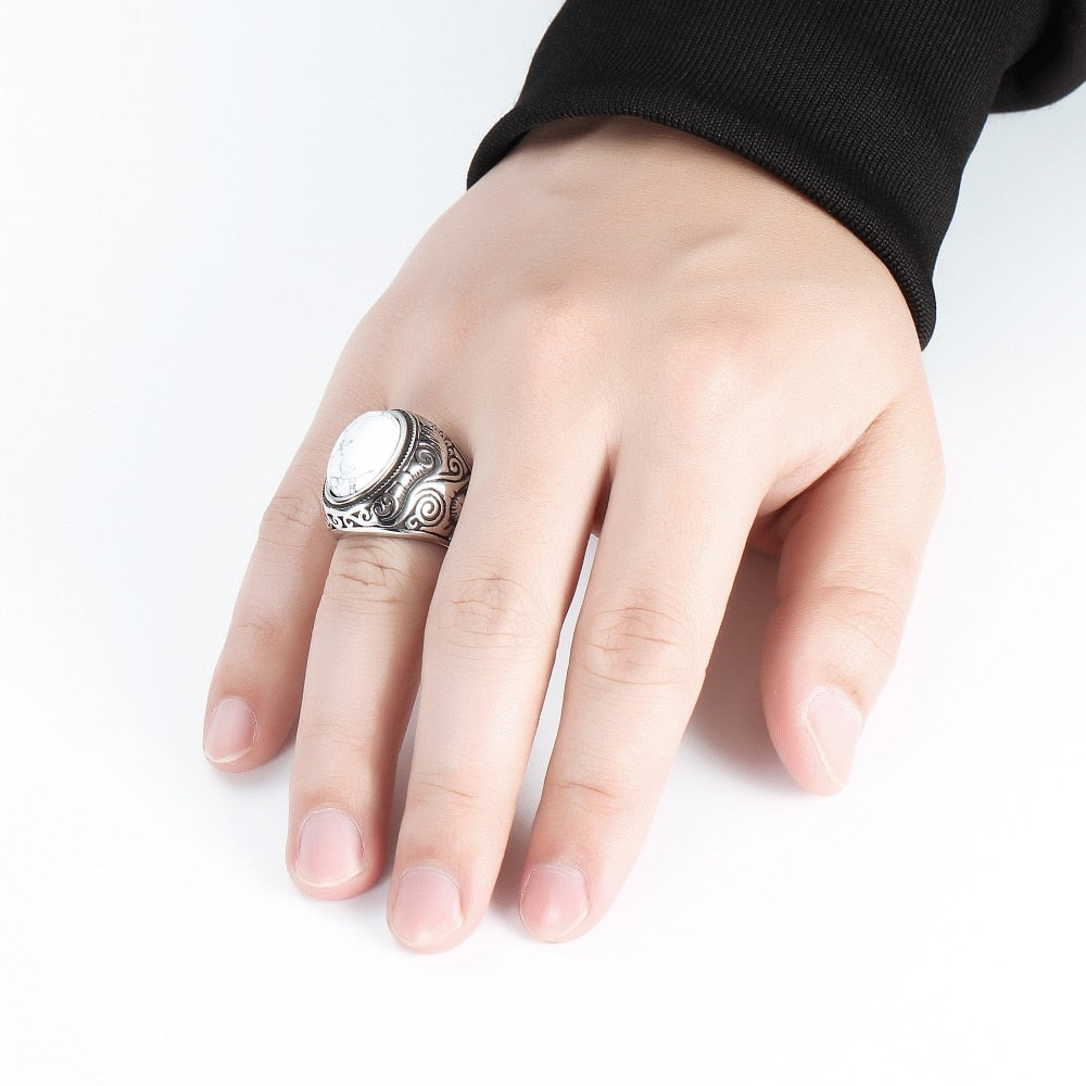 Mannen Vintage Turquoise Stone Ring